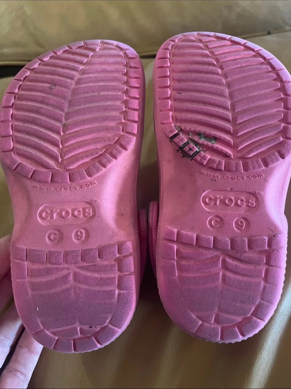 Girls pink crocs size 9